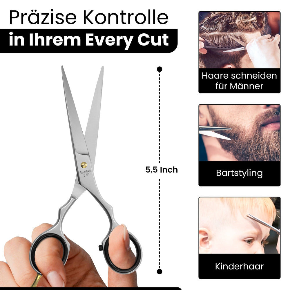 Professional hair scissors with screw mechanism – ergonomic handle shape
