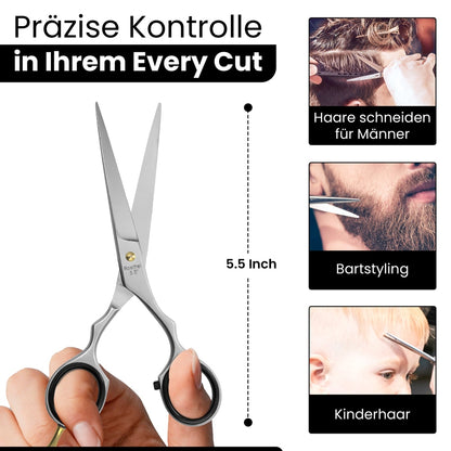 Professional hair scissors with screw mechanism – ergonomic handle shape