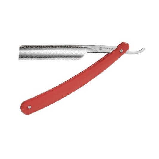 Dovo scheermes Runde Sache met rode PMMA-heften en gegraveerd 5/8-inch lemmet