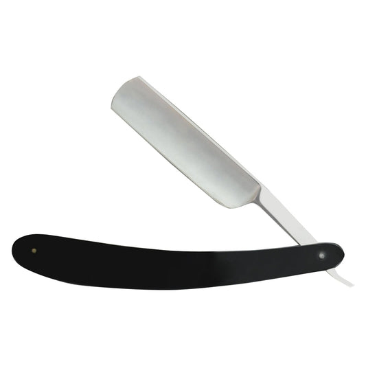 Excellent straight razor 17 cm with shiny stainless steel blade and plastic handle