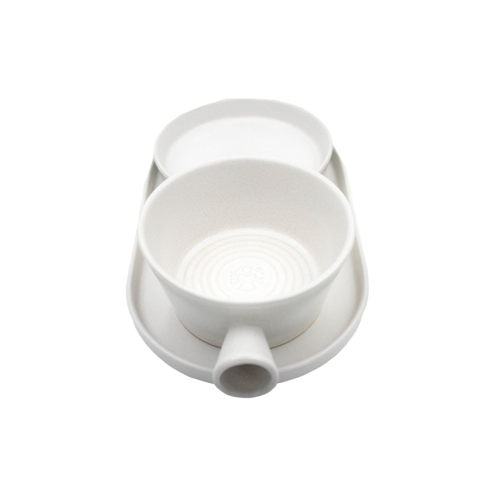 DOVO Shave Ritual Daylight set made of wood and matt white glazed ceramic