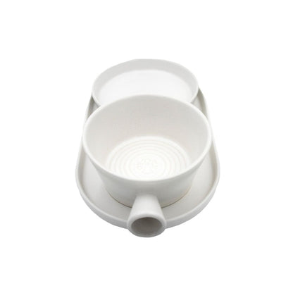 DOVO Shave Ritual Daylight set made of wood and matt white glazed ceramic