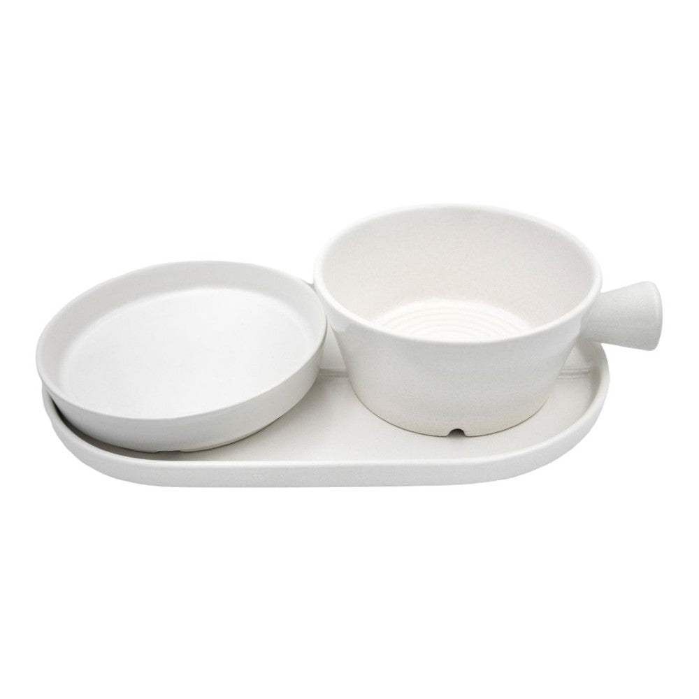 Soap bowl, lid and tray of the DOVO Daylight set together – view 2