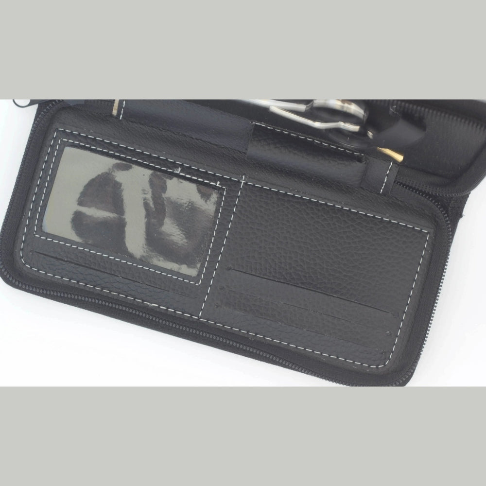 Astuccio per forbici in similpelle - 2 scomparti - senza contenuto – Colore nero