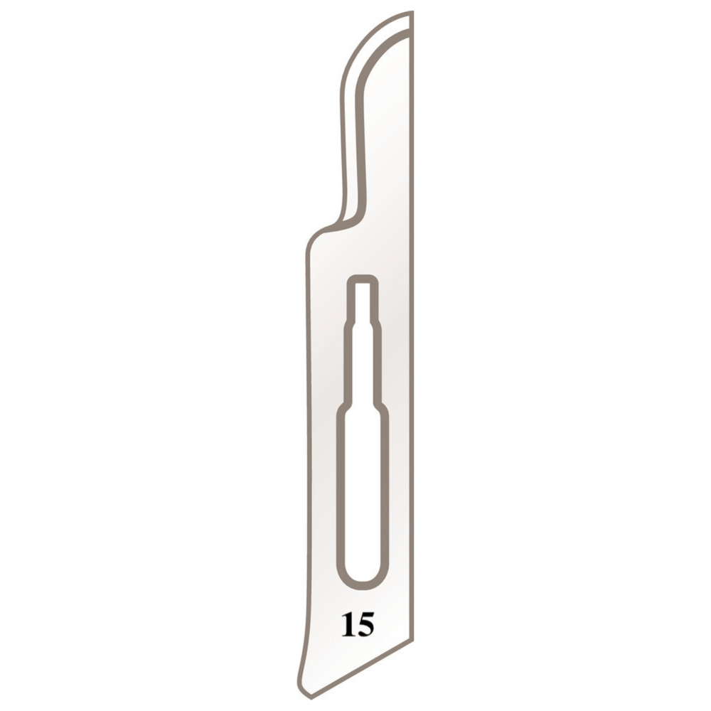 Hojas de bisturí n° 15 para mango n° 3 – Longitud 8,5 cm