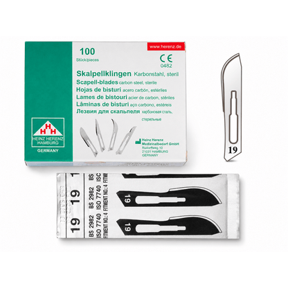 Lames de scalpel n° 19 pour manche n° 4 – Acier au carbone