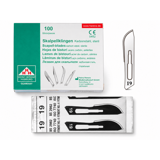 Hojas de bisturí n° 19 para mango n° 4 – Acero al carbono