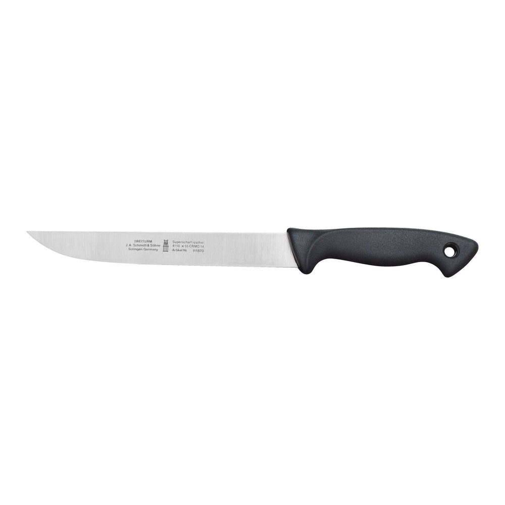 Dreiturm Solingen meat knife with curved blade and ergonomic wavy stainless steel handle