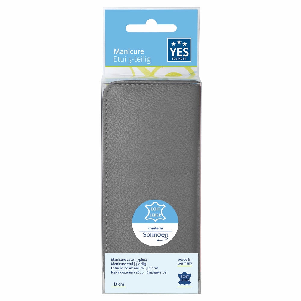 YES Solingen manicure zip case taupe 5-piece – Steel (instruments), leather (case), view 4