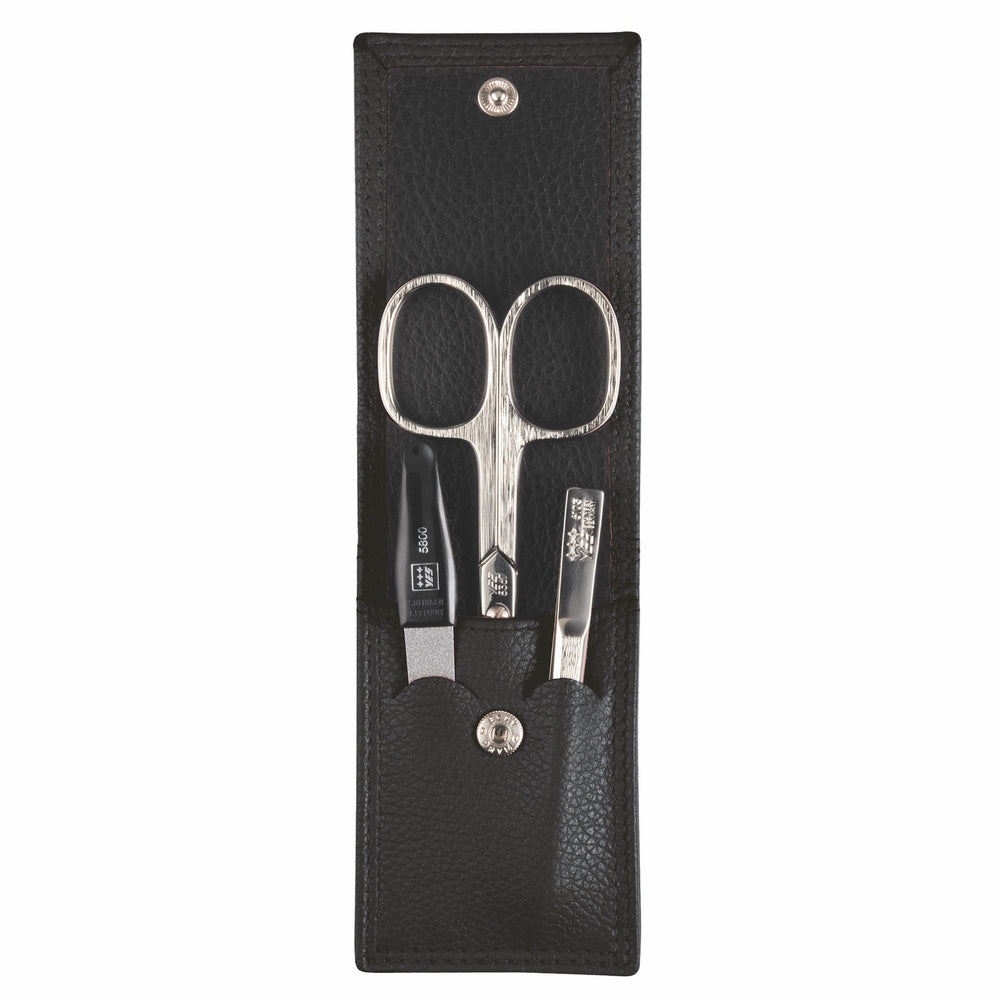 YES Solingen manicure pocket case black 3-piece – Nickel-plated steel (instruments), leather (case), view 3