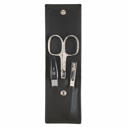 YES Solingen manicure pocket case black 3-piece – Nickel-plated steel (instruments), leather (case), view 3