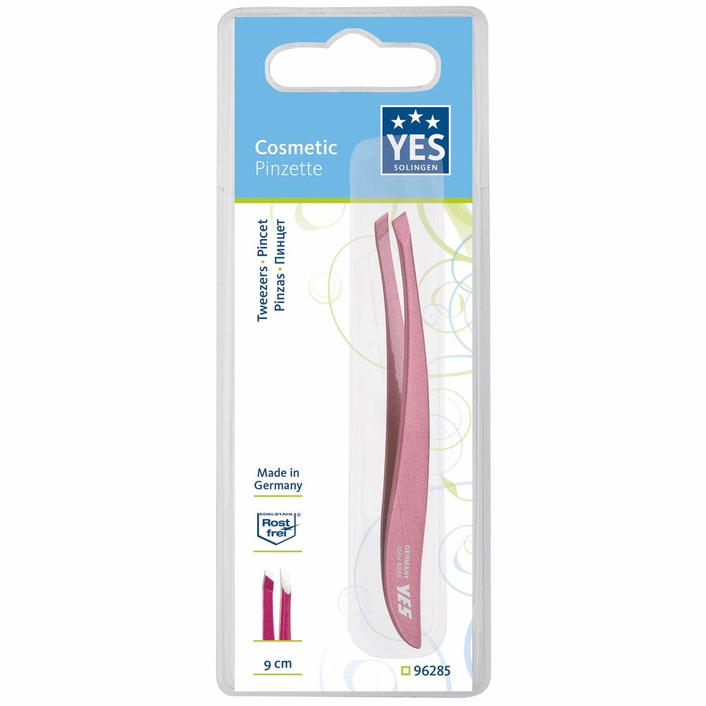 YES Solingen pincet fashion Zetty roestvrij schuin rood – Lengte 9 cm