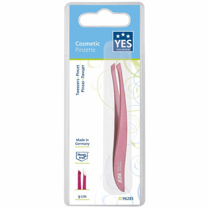 YES Solingen pincet fashion Zetty roestvrij schuin rood – Lengte 9 cm