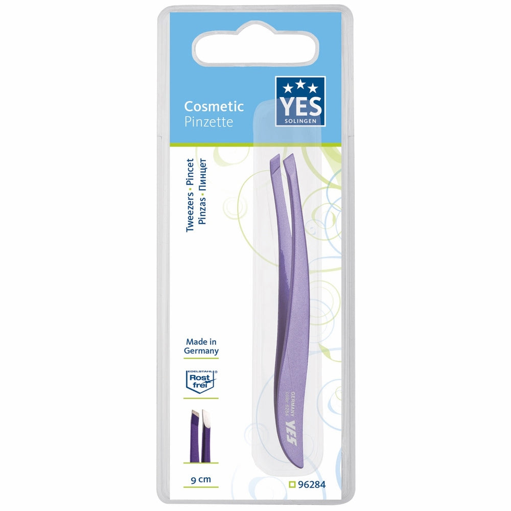 Pinzetta YES Solingen fashion Zetty inox obliqua lilla – Lunghezza 9 cm