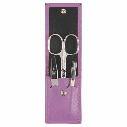 YES Solingen manicure pocket case lavender 3-piece – Nickel-plated steel (instruments), leather (case), view 3